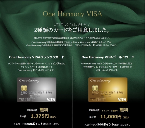 オークラ提携クレジットカード【One Harmony VISA】新規入会キャンペーン
