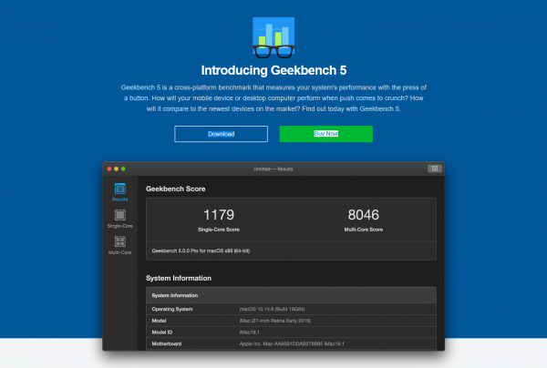 スクリーンショット Geekbendch5_実機ベンチマーク