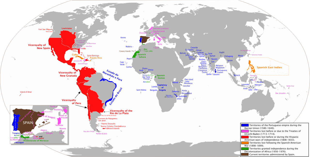 かつてスペイン帝国の一部であったすべての領土