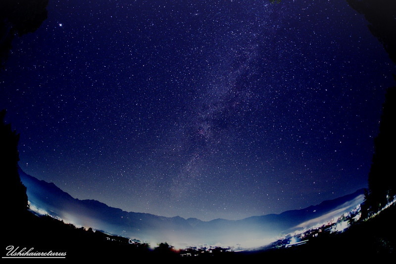 白馬村の夜景と星空 221022